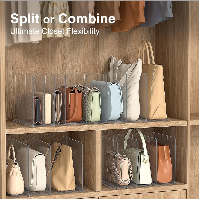 SortNStore Bag & Purse Organizer for Closet: Adjustable Clear Handbag Storage Shelf - Plastic Clutch Dividers for Closet Organizers and Storage - Keep Carteras & Pocketbook Upright - Image 4